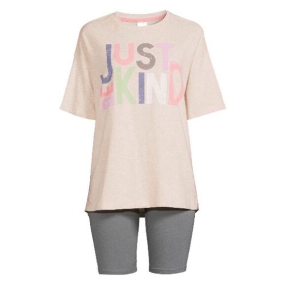 Short Sleeve T-shirt Top & Lounge Bike Workout Active Short & Tee 2-Pack Size S - Picture 6 of 9